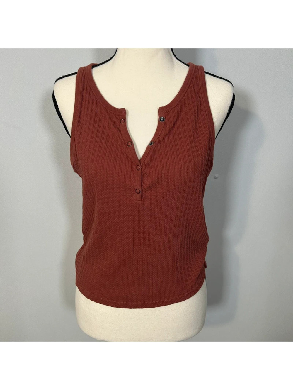 BP. Nordstrom Rust Ribbed Button Front Tank Top Size L